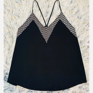 Express Black Tank Top with Black & White Pattern